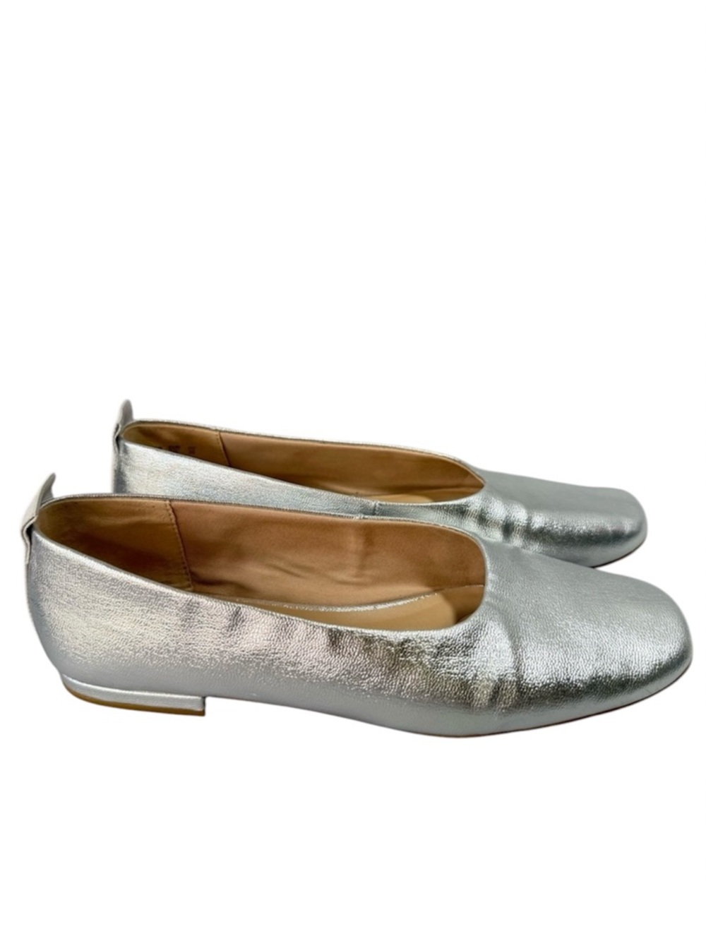 Franco Sarto Ariel Metallic Silver Square Toe Ballet Flats - Picture 1 of 15